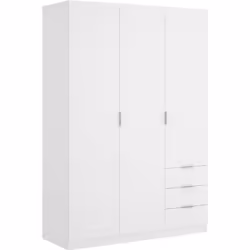 Armoire placard meuble de rangement coloris blanc - Longueur 121 x Profondeur 52 x Hauteur 184 cm