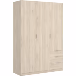 Armoire placard meuble de rangement coloris naturel - Longueur 121 x Profondeur 52 x Hauteur 184 cm