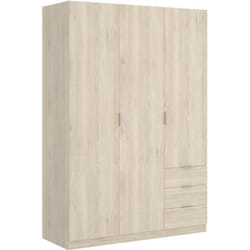 Armoire placard meuble de rangement coloris naturel - Longueur 121 x Profondeur 52 x Hauteur 184 cm
