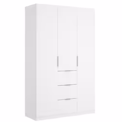 Armoire placard meuble de rangement coloris blanc brillant - Longueur 135 x Profondeur 52 x Hauteur 204 cm