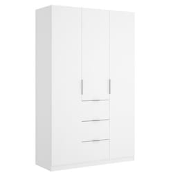 Armoire placard meuble de rangement coloris blanc brillant - Longueur 135 x Profondeur 52 x Hauteur 204 cm
