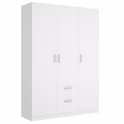 Armoire placard meuble de rangement coloris blanc - Longueur 150 x Profondeur 52 x Hauteur 215 cm