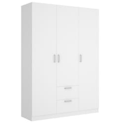 Armoire placard meuble de rangement coloris blanc - Longueur 150 x Profondeur 52 x Hauteur 215 cm