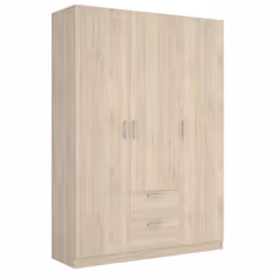 Armoire placard meuble de rangement coloris naturel - Longueur 150 x Profondeur 52 x Hauteur 215 cm