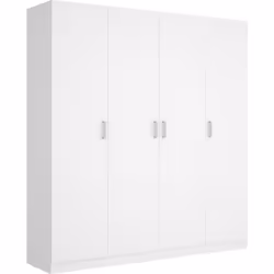 Armoire placard meuble de rangement coloris blanc - Longueur 200 x Profondeur 52 x Hauteur 215 cm