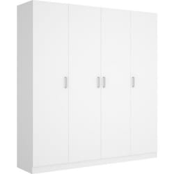 Armoire placard meuble de rangement coloris blanc - Longueur 200 x Profondeur 52 x Hauteur 215 cm
