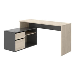 Bureau angulaire coloris naturel-graphite - Longueur 139 x Profondeur 92 x Hauteur 75 cm