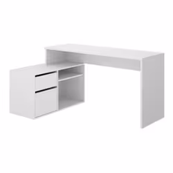 Bureau angulaire coloris blanc - Longueur 139 x Profondeur 92 x Hauteur 75 cm