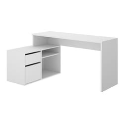 Bureau angulaire coloris blanc - Longueur 139 x Profondeur 92 x Hauteur 75 cm
