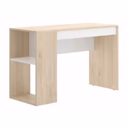 Bureau 1 tiroir coloris naturel-blanc - Longueur 115 x Profondeur 50 x Hauteur 74 cm