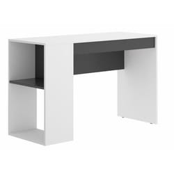 Bureau 1 tiroir coloris blanc-graphite - Longueur 115 x Profondeur 40 x Hauteur 74 cm