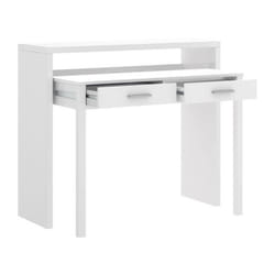 Console Extensible Bureau coloris blanc brillant - Longueur 99 x Profondeur 36 x Hauteur 88 cm