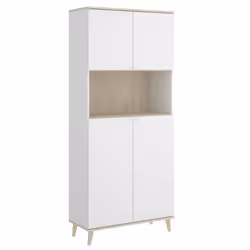 Meuble de rangement coloris blanc-naturel - Longueur 79 x Profondeur 40 x Hauteur 188 cm