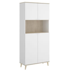 Meuble de rangement coloris blanc-naturel - Longueur 79 x Profondeur 40 x Hauteur 188 cm