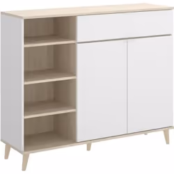 Buffet Meuble de cuisine coloris blanc-naturel - Longueur 119 x Profondeur 40 x Hauteur 102 cm