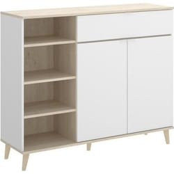 Buffet Meuble de cuisine coloris blanc-naturel - Longueur 119 x Profondeur 40 x Hauteur 102 cm