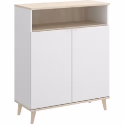 Buffet Meuble de cuisine coloris blanc-naturel - Longueur 79 x Profondeur 40 x Hauteur 102 cm