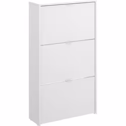 Commode meuble à chaussures 3 portes coloris blanc - Longueur 61 x Profondeur 25 x Hauteur 113 cm