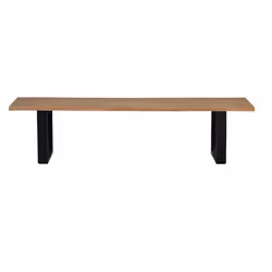 Banc en bois dacacia et métal coloris naturel - noir - longueur 180 x profondeur 42 x hauteur 45 cm
