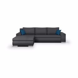 Canape dangle convertible reversible + coffre de rangement - Tissu Gris fonce - l 289 x p 94/188 x h 88 cm - indian
