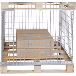 Rehausse grillagée pour palette pool-Europe, avec volet sur 1 grand côté, hauteur utile 850 mm. Produit livré = monté. Pour d ...