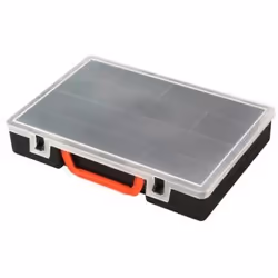 Meister Werkzeuge Boite de rangement 10 cases, Boîte à outils, Polypropylène, Noir, Rouge, Transparent, 300 mm, 145 mm, 35 mm
