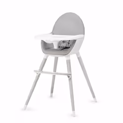 Kinderkraft FINI, Chaise haute multifonctionnelle, Siège rembourré, Gris clair, Monochromatique, 5 points, Simili-cuir
