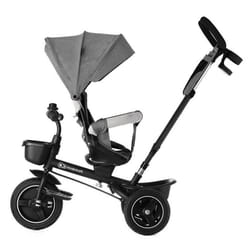 Tricycle Bébé Kinderkraft 5 en 1 SPINSTEP De 9 Mois à 5 Ans Siège Pivotant 360° Cabine UPF50+ Roues PU Tout-Terrain Gris