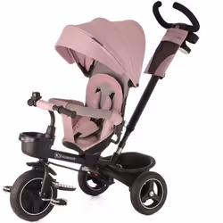 Tricycle Bébé Kinderkraft 5 en 1 SPINSTEP De 9 Mois à 5 Ans Siège Pivotant 360° Cabine UPF50+ Roues PU Tout-Terrain Rose