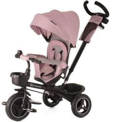 Tricycle Bébé Kinderkraft 5 en 1 SPINSTEP De 9 Mois à 5 Ans Siège Pivotant 360° Cabine UPF50+ Roues PU Tout-Terrain Rose