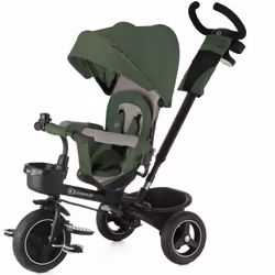 Tricycle Bébé Kinderkraft 5 en 1 SPINSTEP De 9 Mois à 5 Ans Siège Pivotant 360° Cabine UPF50+ Roues PU Tout-Terrain Vert