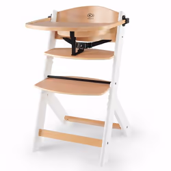 Kinderkraft ENOCK, Chaise haute Booster, Siège rigide, Blanc, Bois, Monochromatique, 3 points, Métal