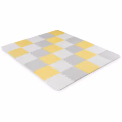 Kinderkraft Luno, Tapis de jeux pour bébé, mousse, Gris, Blanc, Jaune