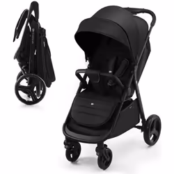 Poussette canne jusquà 22 kg Kinderkraft RINE Roues en mousse durable Imperméable avec Filtre UPF 50+ Plie Noir