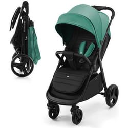 Poussette canne jusquà 22 kg Kinderkraft RINE Roues en mousse durable Imperméable avec Filtre UPF 50+ Plie Vert