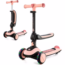 Draisienne 2 en 1 Kinderkraft HALLEY Vélo et Trottinette 3 Roues Guidon Réglable Roues Lumineuses Design Léger et Moderne Ros ...