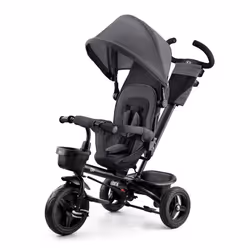 Tricycle Évolutif Kinderkraft AVEO De 9 Mois à 5 Ans Selle Pivotante Ceinture 3 Points Pliable Modulaire Roues Robustes Gris