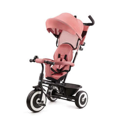 Tricycle Évolutif Kinderkraft ASTON 9 Mois à 5 Ans Roues Increvables Selle Pivotante Capote Pliante Multi-Configurations Rose