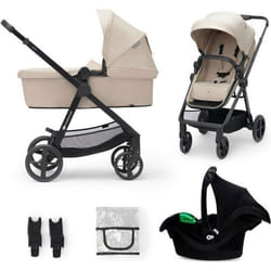 Poussette 3 en 1 Combinée Kinderkraft NEWLY avec Siège auto I-size Système de voyage Légère 75 kg Plie Beige