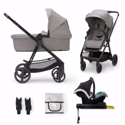 Poussette 4 en 1 Combinée Kinderkraft NEWLY avec Siège auto e base I-size Système de voyage Légère 75 kg Plie Gris