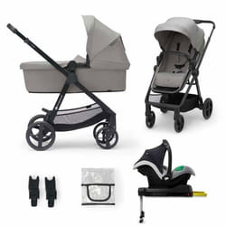 Poussette 4 en 1 Combinée Kinderkraft NEWLY avec Siège auto e base I-size Système de voyage Légère 75 kg Plie Gris