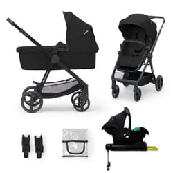 Poussette 4 en 1 Combinée Kinderkraft NEWLY avec Siège auto e base I-size Système de voyage Légère 75 kg Plie Noir