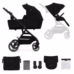 Poussette multifonctionnelle 2 en 1 Kinderkraft YOXI Légère et maniable Imperméable avec filtre UPF50+ Jusquà 4 ans Noir