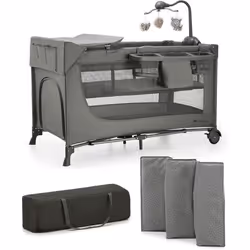 Kinderkraft Lit pliable 3 en 1 JOY 2 avec accessoires Gris