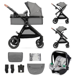 Poussette 3 en 1 Combinée Kinderkraft ESME Système de voyage pour nouveau-né jusquà 4 ans Siège auto Mink PRO I-Size Gris