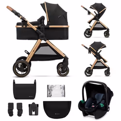 Kinderkraft ESME Poussette 3 en 1 Système de voyage pour nouveau-né jusquà 4 ans Siège auto Mink PRO I-Size Noir