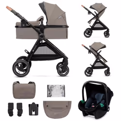 Poussette 3 en 1 Combinée Kinderkraft ESME Système de voyage pour nouveau-né jusquà 4 ans Siège auto Mink PRO I-Size Beige