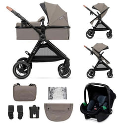 Poussette 3 en 1 Combinée Kinderkraft ESME Système de voyage pour nouveau-né jusquà 4 ans Siège auto Mink PRO I-Size Beige