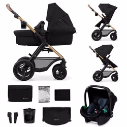Poussette 3 en 1 Combinée Kinderkraft MOOV2 AIR Système de voyage de la naissance à 27 kg Siège auto Mink PRO I-Size inclus N ...