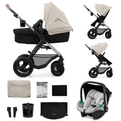 Poussette 3 en 1 Combinée Kinderkraft MOOV2 AIR Système de voyage de la naissance à 27 kg Siège auto Mink PRO I-Size inclus Gris